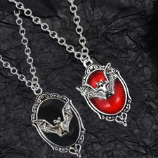 Oval Bat Jewelry Batman Punk Gothic Nature Animal Flight Pendant Necklace