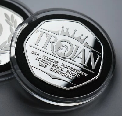 TROJAN RECORDS .999 Silver Commemorative in Capsule. SKA REGGAE ROCKSTEADY 1968