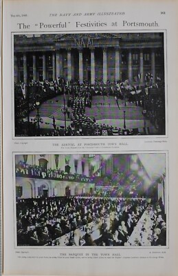 1900 PRINT ARRIVAL AT PORTSMOUTH THE POWERFUL BANQUET AT TOWN HALL 