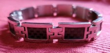 CHISEL Stainless Steel Men's Bracelet with Woven Carbon Fiber Inserts, 9 Inches