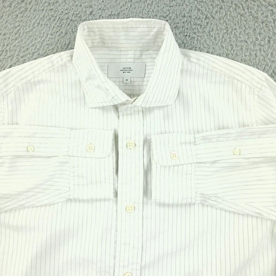 Jack Spade Shirt Mens Medium White Blue Business Office Casual Travel Preppy - Image 2 of 4