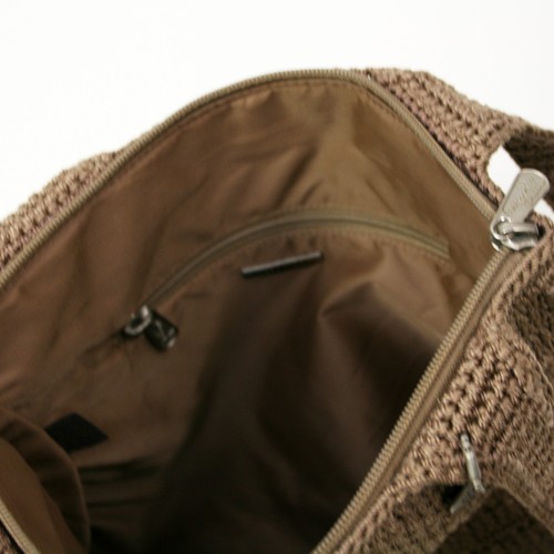 The Sak Tan/Beige Knitted/Crocheted Shoulder Strap Bag Handbag Purse 11" x 11" - Picture 9 of 10