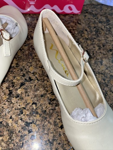 Nina Girls Seeley Mary Jane Shoes Pearl Buckle Cuban Heels 13.5M - Picture 4 of 5