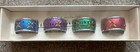 Pier 1 Napkn Rings Exclusive Enamel Embossed Stainless Steel  set of 4