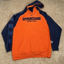 VTG Y2K Nike Syracuse Basketball Center Swoosh Hoodie Embroidered Sz M Orange