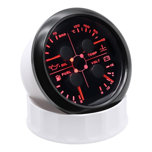 85mm 4 in 1 Gauge Fuel Level 0-190ohms Oil Pressure Water Temp Voltage For Boat - Picture 9 of 11