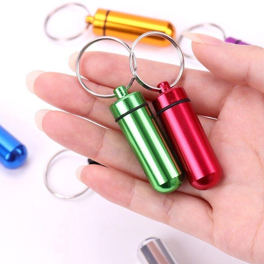 Schlüsselring Medizin Tabletten Behälter Pillenbox Aluminium Schlüsselanhänger Medikamentenhalter Neu - Bild 7 von 24
