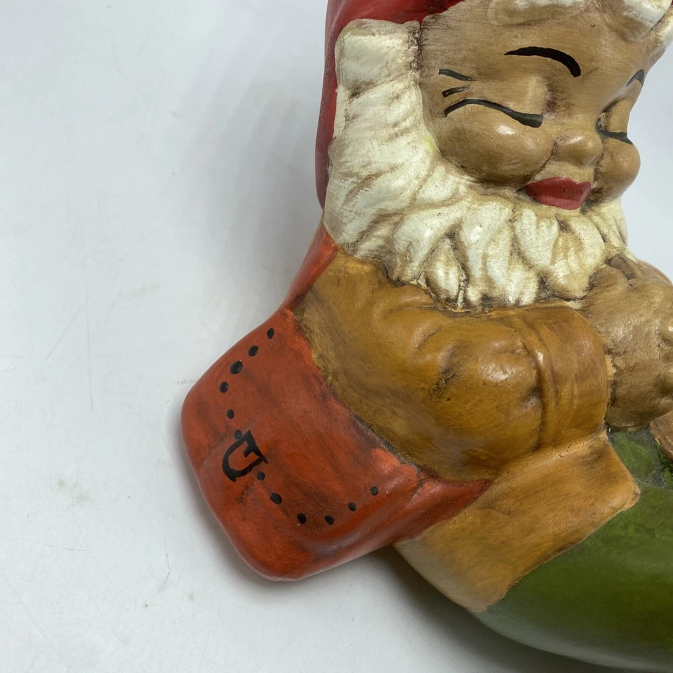 Estatua de cerámica pintada a mano gnomo de jardín arte de patio vintage retroceso Foto 4 de 4