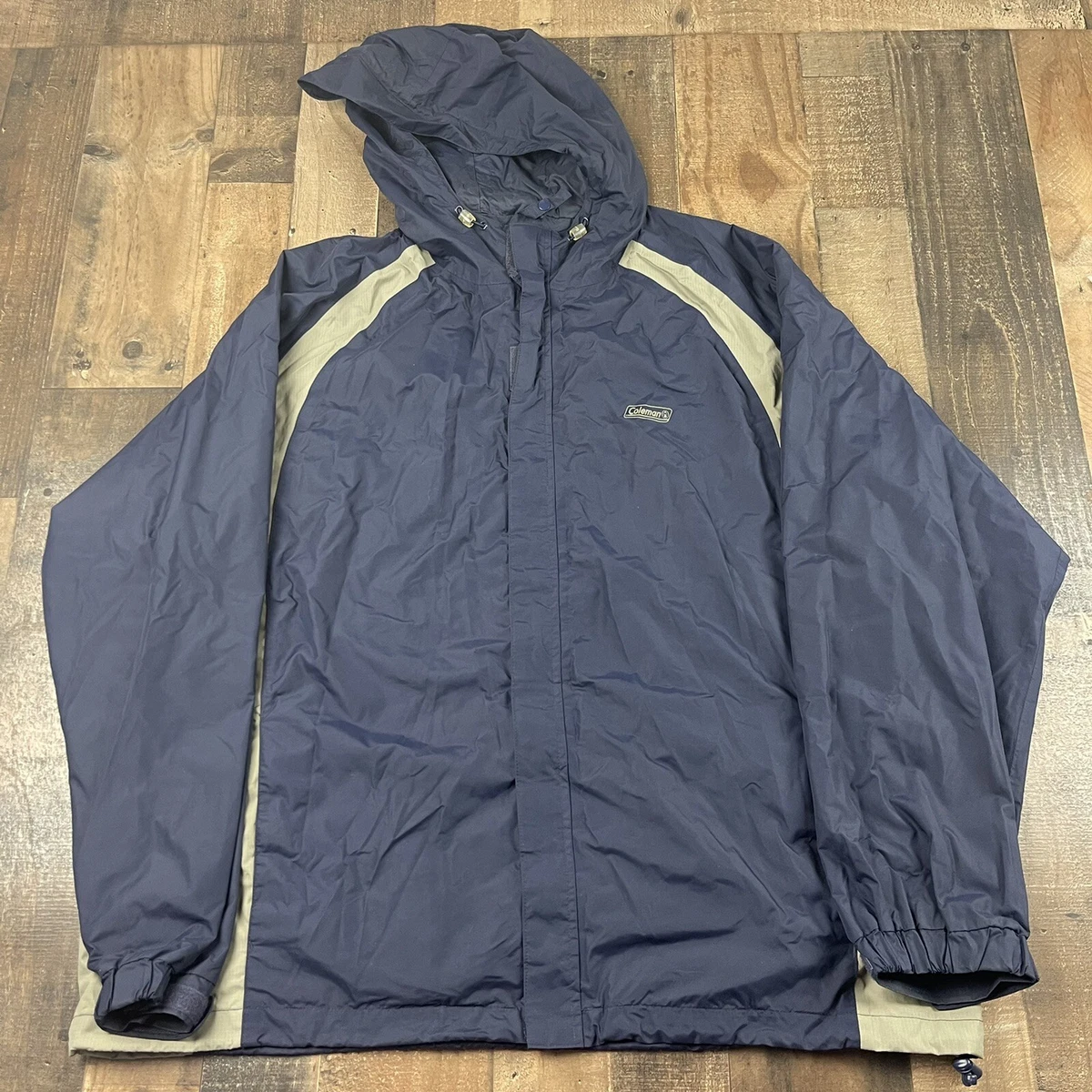 Coleman Men s 2XL Hooded Jacket Coat Navy Gray Rain Lightweight