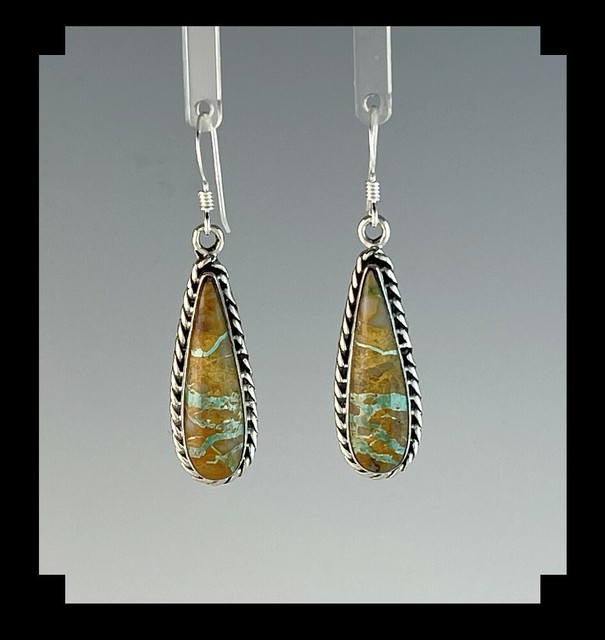 Native American Sterling and Boulder Turquoise Earrings Native American Sterling and Boulder Turquoise Earrings
