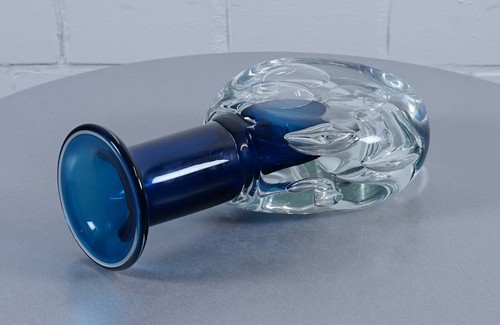 Jaroslav Svoboda Design Vase Glasvase Glaskunst Blau mit Lufteinschlüssen - Picture 6 of 12