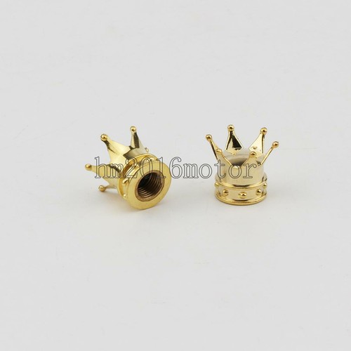 2pcs Gold Crown Car Tire Air Valve Stem Screw Caps Cover Wheel Rims Accessories - Picture 2 of 3