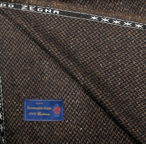 ERMENEGILDO ZEGNA Mongolian Cashmere Coat Fabric Brown Black Twill 3.0 meter - Picture 11 of 16