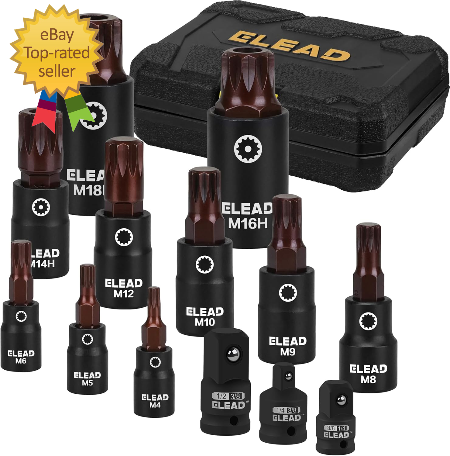 13-Piece XZN Triple Square Spline Bit Impact Socket Set S2 Steel Europ