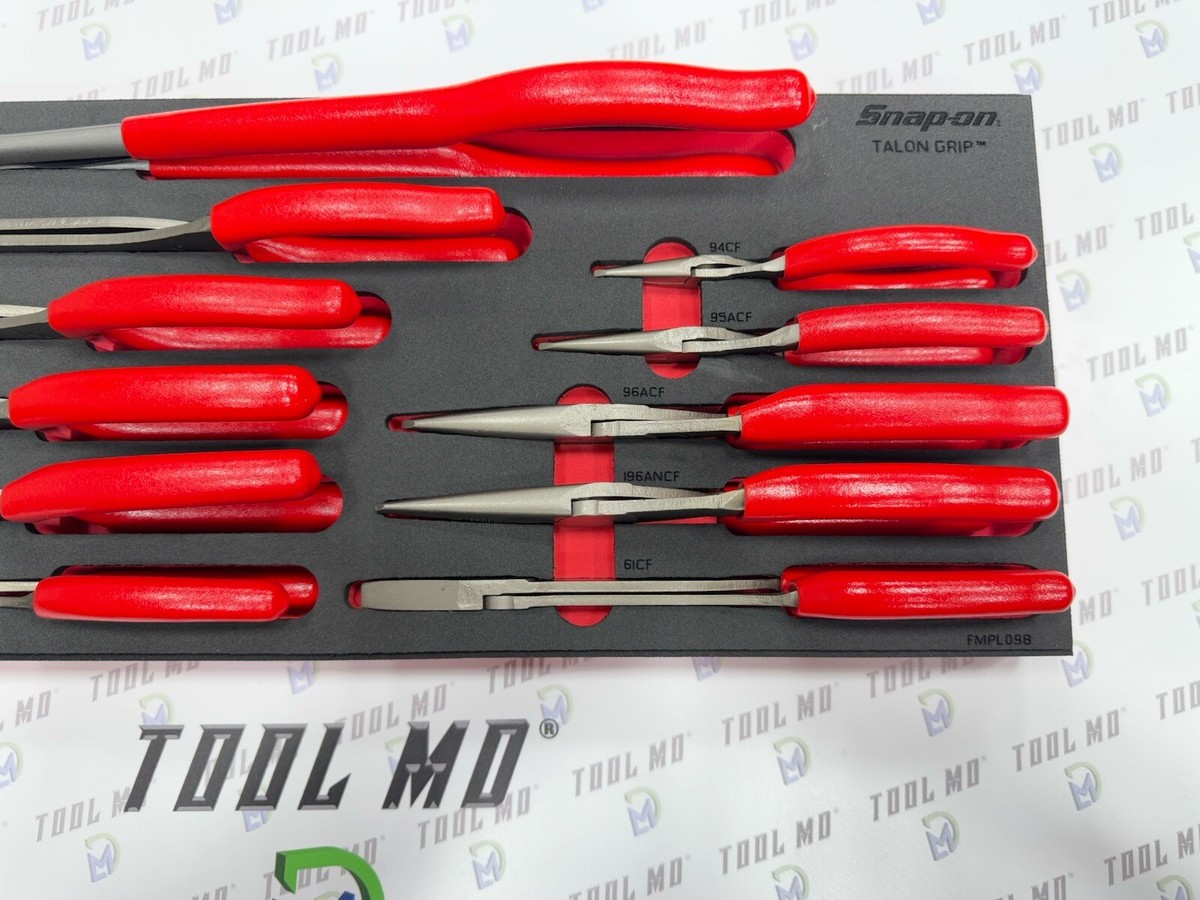 Snap-on Tools USA NEW RED 11-Piece Needle Nose Pliers Foam Set