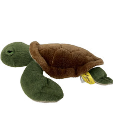 Sea Turtle Plush Green Brown Aurora Sleepy Eyes 11" Miyoni Tortoise