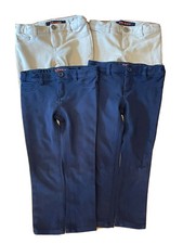 Lot Of 4 French Toast Girls' Navy  Khaki Stretch Adjustable Skinny Pant Size 6