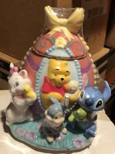 Disney Store Original Winnie The Pooh Stitch Friends Egg Cookie Jar 5 5 New Ebay