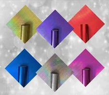 6 Pack Small Sequin Glitter Holographic Permanent Adhesive Vinyl Sheets - Cricut