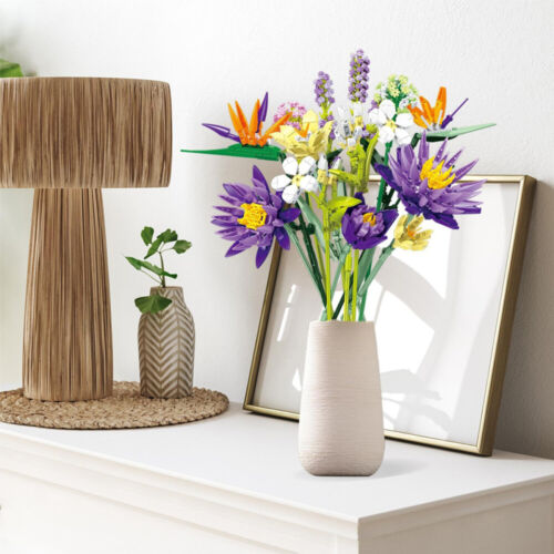 Blumen Bauspielzeugsets, 891 Stück Blauer Lotus Blumenstrauß Bausteine Set Gifts - Bild 6 von 22