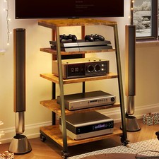 Supporto multimediale audio video rack hifi led 5 livelli supporto con ruote legno