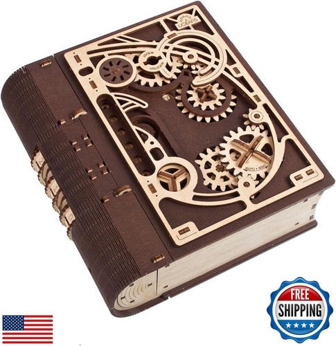 UGEARS Book of Secrets Puzzle Box - 3D Wooden Puzzles for Adults, Fun Wood St