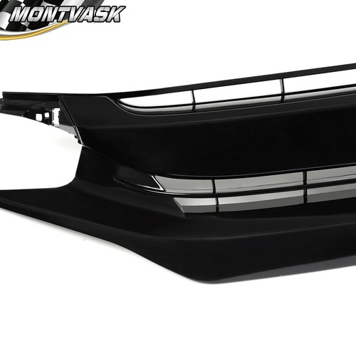 Front Hood Mesh Grille Glossy Black Fit For 16-21 Honda Civic 10th Factory Style - Picture 8 of 12