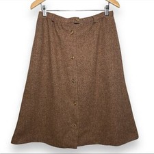 Vintage John Meyer a line wool tweed button front skirt academia 14