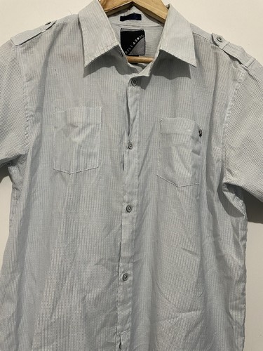 Billabong Size 16 Men’s Shirt White Blue Striped Button Up Casual Short Sleeve - Picture 5 of 10