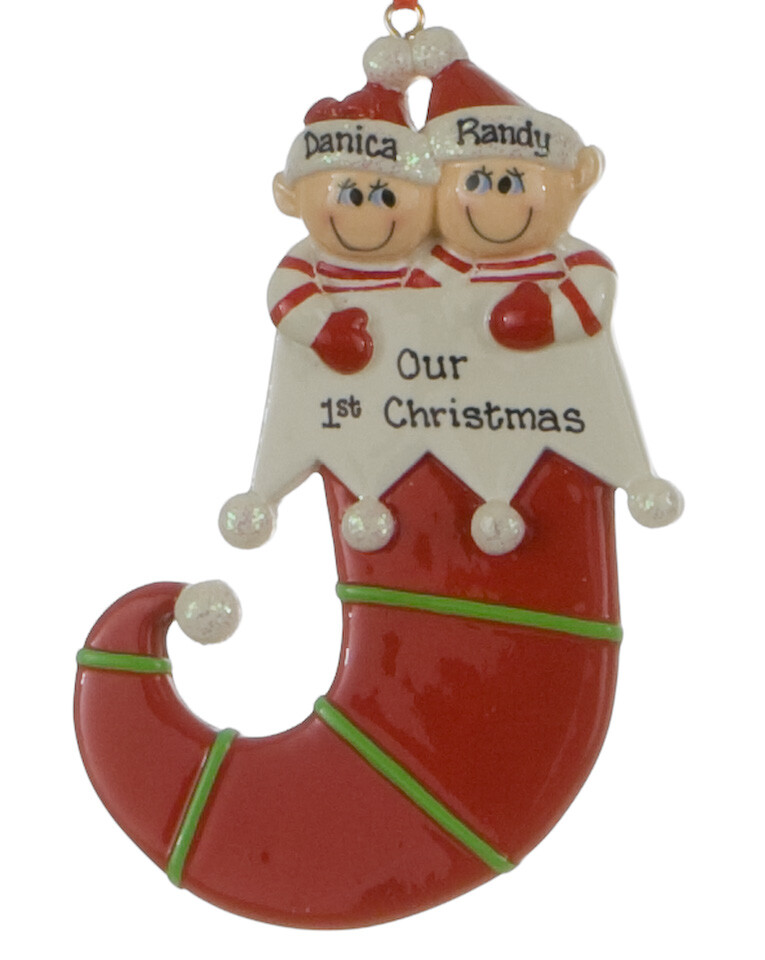 Elf Couple Personalized Christmas Tree Ornament