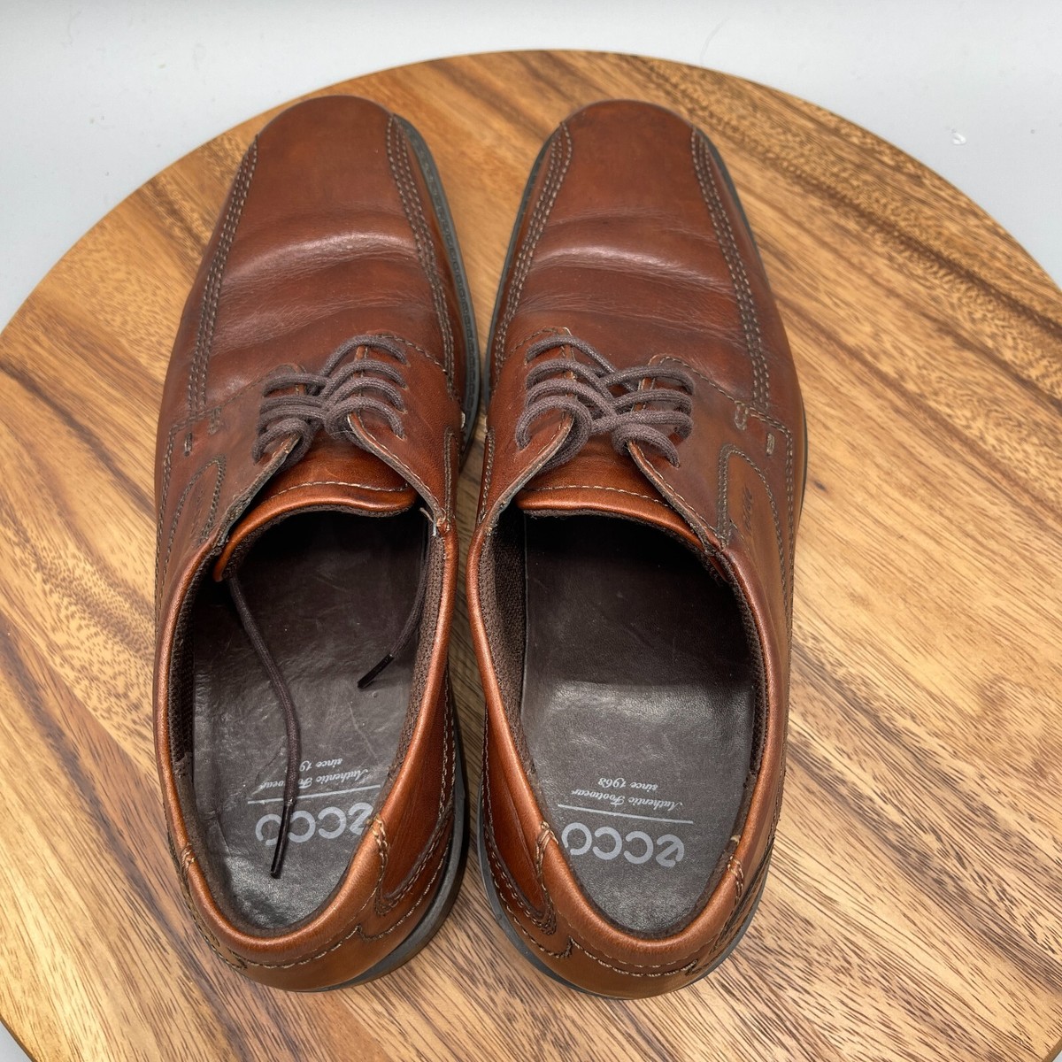 ECCO Helsinki‎ Mens 44 Size 10/10.5 Brown Leather Bike-Toe Oxford Dress Casual Ecco Helsinki Mens Size EU 44 US 10 Brown Leather Bike Toe  main image 2