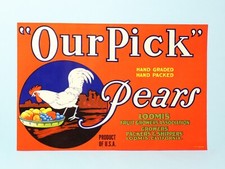 Vintage Pictorial Our Pick Pears Loomis Growers California Crate Box Label