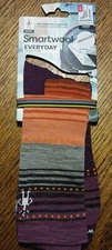 Smartwool socks XL XLARGE crew merino wool Stitch striped stripes Purple Iris