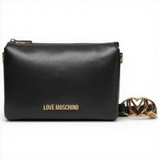 Moda Love Moschino Borsa shopping Logo Pearl Donna Nero in Eco-pelle