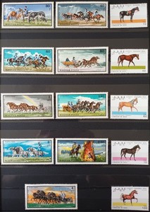 HORSES IN WAR. CARRIAGE. 44 STAMPS (18 COMPLETE ISSUES). MNH. LOT IN GERMANY