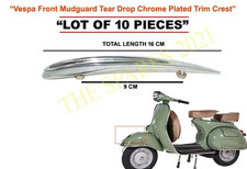 Vespa Front Mudguard Tear Drop Chrome Plated Trim Crest (#) 10x