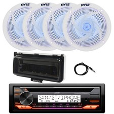JVC KD-T92MBS Marine CD Receiver, 4x 6.5" LED Speakers, Cover White , Antenna