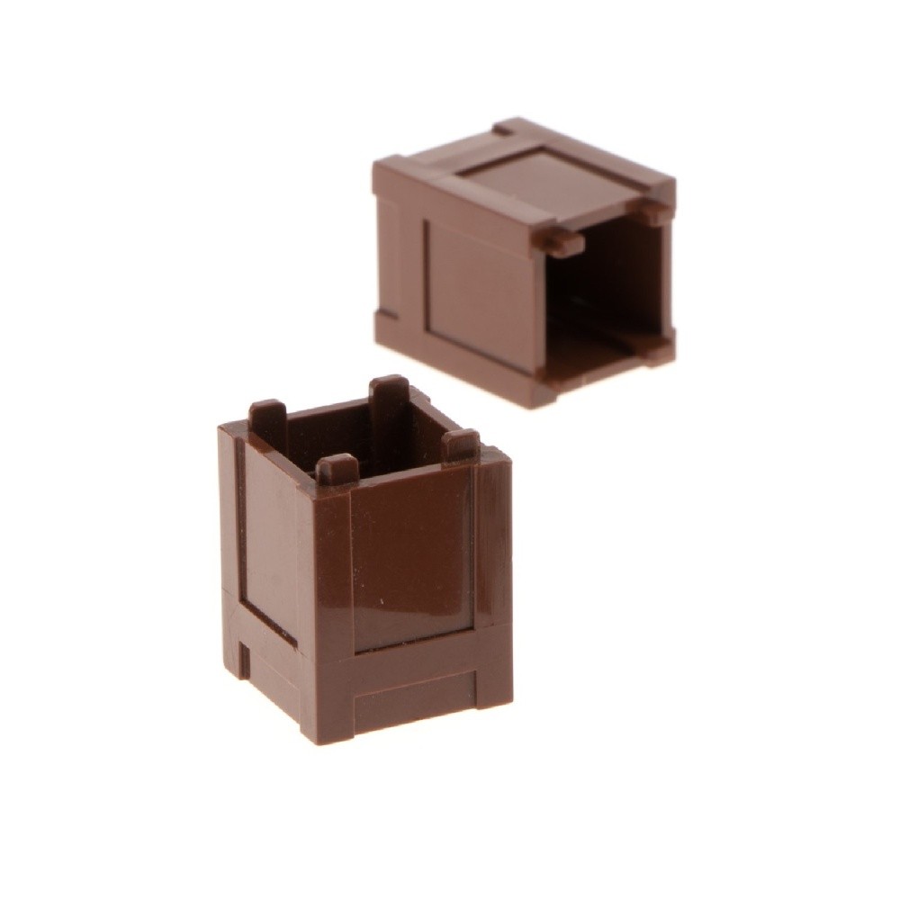 2x Lego Container 2x2x2 Red Brown Square Box Chest Container Bin 4520638 61780