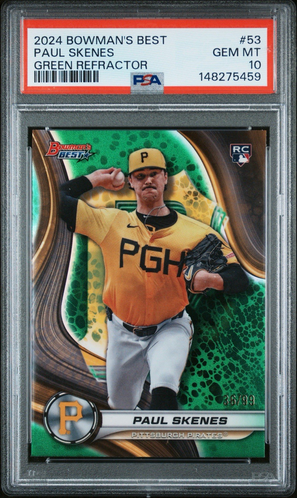 2024 Bowman’s Best Paul Skenes Green Refractor RC /99 PSA 10 Pirates
