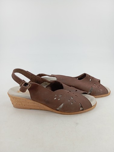 Wörishofer Damen Sandalen Braun Leder Lochmuster Schnalle Gr. 40 Freizeit - Bild 3 von 5