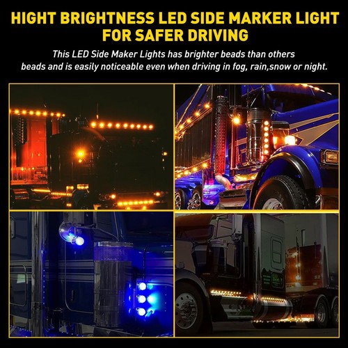 4x AMBER BLUE WATERMELON LED LIGHT W/CHROME RING LED MARKER AND TURN SIGNAL EAW - Picture 3 of 21