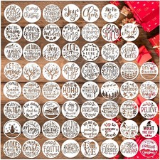 60pcs Small Christmas Stencils for Painting on Wood Ornaments