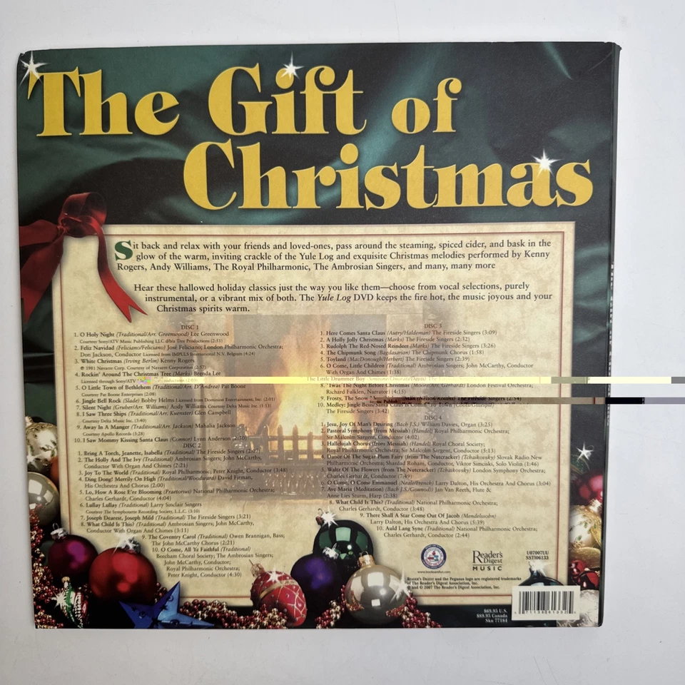 4 CD The Gift Of Christmas Set Reader's Digest Music Bonus Yule Log DVD - Image 3 of 4