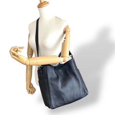 Furla Capriccio Leather Shoulder Bag Black 2Way Crossbody