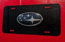 For Subaru - Black Aluminum License Plate-chrome Subaru Emblem Attached