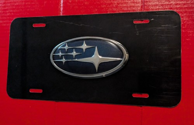 #ad #ad FOR SUBARU Black Aluminum License Plate Chrome Subaru Emblem Attached $25.00