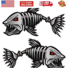 Stylish 2-Pack Fish Skeleton Vinyl Stickers for Boats  Vehicles - Easy Peel