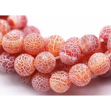 Red Fire Agate Cracked Matte Round Beads 4mm 6mm 8mm 10mm 12mm 15.5" Strand