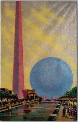 1939 New York World's Fair Postcard ''THEME CENTER'' Metalite GEMLOID CORP M1110-A