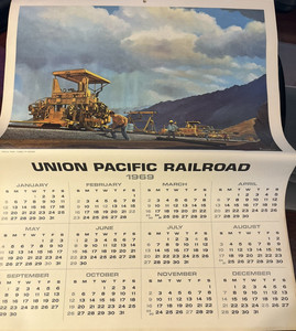 Union Pacific RR Calendar 1969 Golden Spike Centennial 1869-1969 -Good Condition